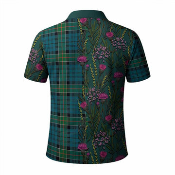 Kirkpatrick Family Crest Tartan Polo Shirt Scottish Thistle Flower Pattern Half Style