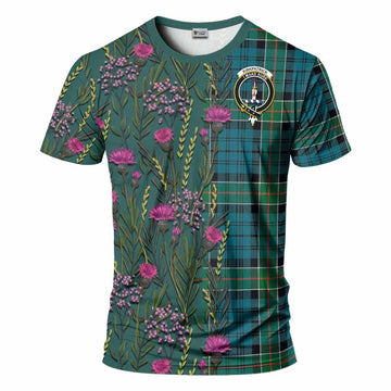 Kirkpatrick Family Crest Tartan T-Shirt Scottish Thistle Flower Pattern Half Style - Tartan Vibes Clothing