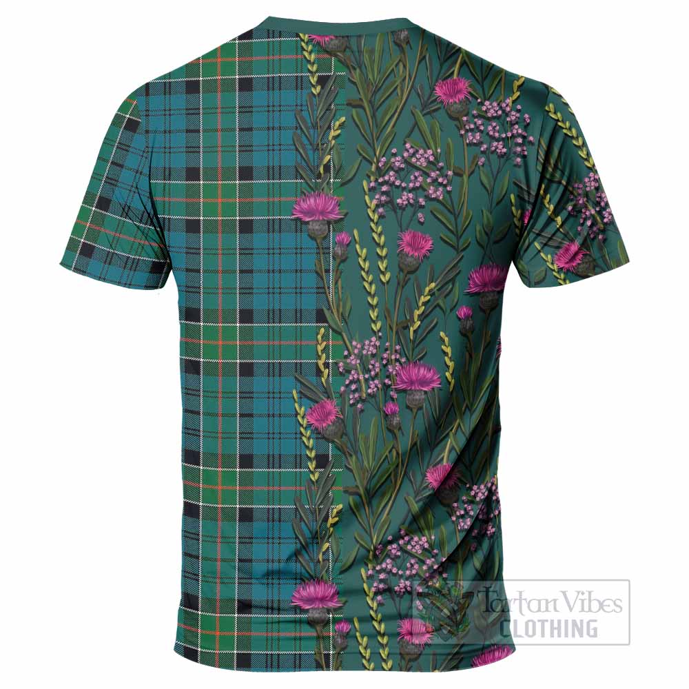 Kirkpatrick Family Crest Tartan T-Shirt Scottish Thistle Flower Pattern Half Style - Tartan Vibes Clothing