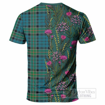 Kirkpatrick Family Crest Tartan T-Shirt Scottish Thistle Flower Pattern Half Style - Tartan Vibes Clothing
