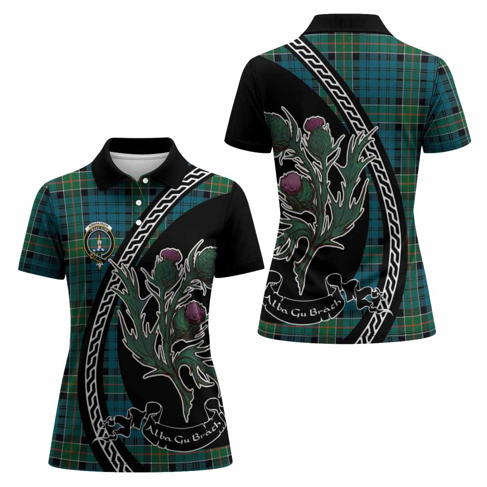 Kirkpatrick Family Crest Tartan Women Polo Shirt Alba Thistle Inspired - Tartan Vibes Clothing