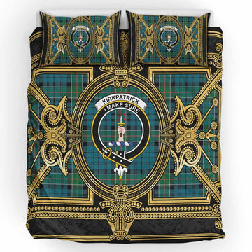 Kirkpatrick Scottish Tartan Crest Bedding Set Royal Stylized