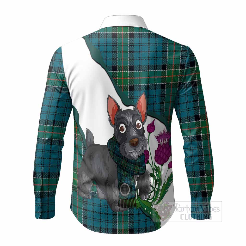 Kirkpatrick Scottish Terrier Tartan Crest Long Sleeve Button Shirts Thistle Heritage Art