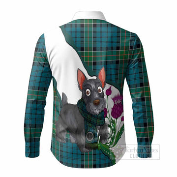 Kirkpatrick Scottish Terrier Tartan Crest Long Sleeve Button Shirts Thistle Heritage Art