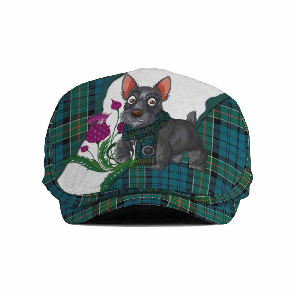 Kirkpatrick Scottish Terrier Tartan Flat Cap, Jeff Cap Thistle Heritage Art Flat Cap - Tartan Vibes Clothing