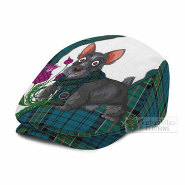 Kirkpatrick Scottish Terrier Tartan Flat Cap, Jeff Cap Thistle Heritage Art