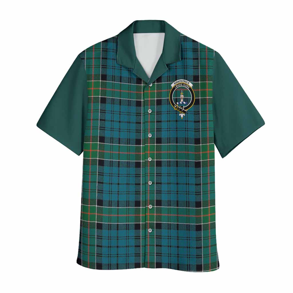 Kirkpatrick Tartan Accent Hawaiian Shirt with Family Crest