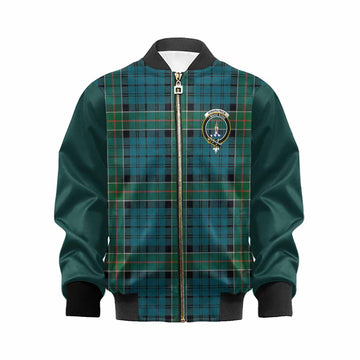 Kirkpatrick Tartan Accent Kid Bomber Jacket with Family Crest