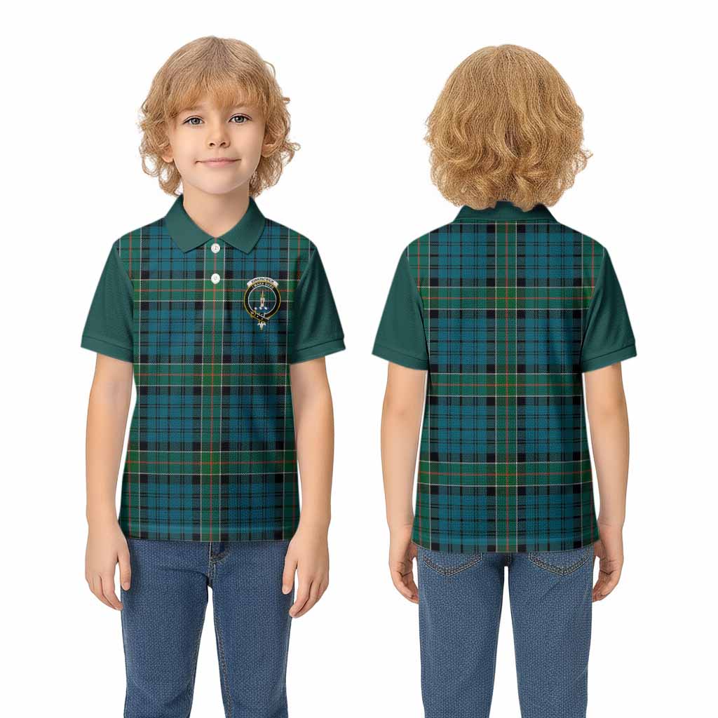 Kirkpatrick Tartan Accent Kid Polo Shirt with Family Crest
