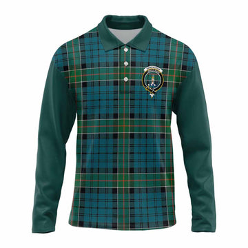 Kirkpatrick Tartan Accent Long Sleeve Polo Shirt with Family Crest