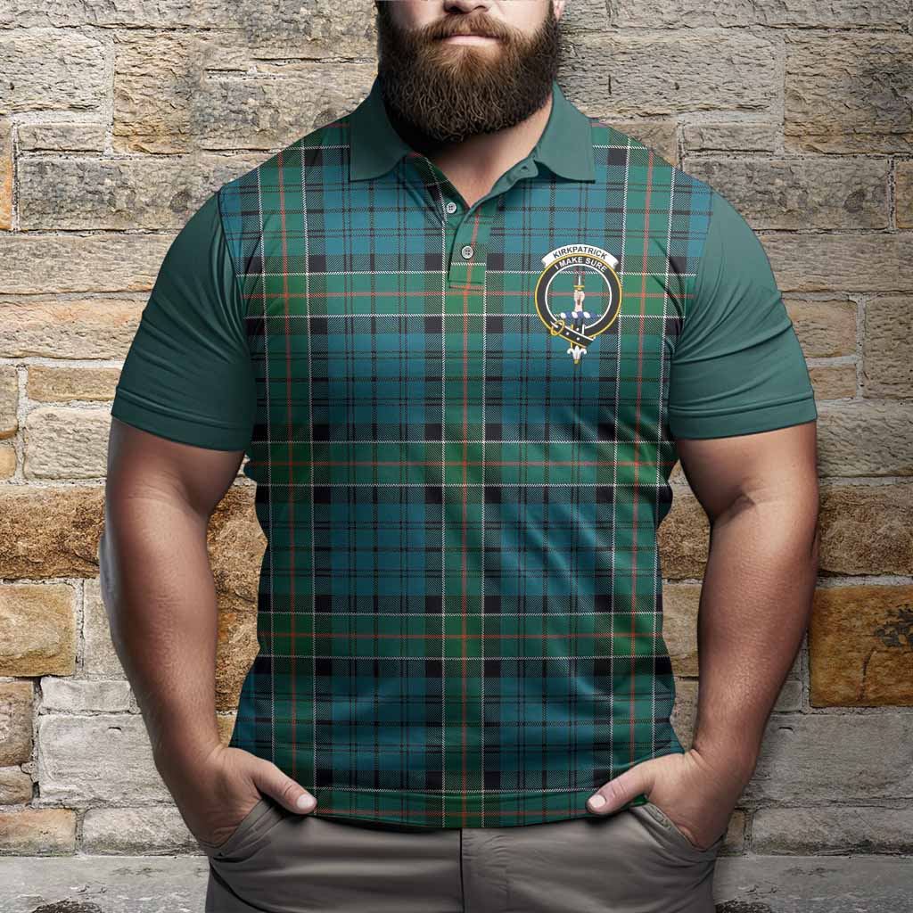 Kirkpatrick Tartan Accent Polo Shirt with Family Crest