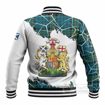 Kirkpatrick Tartan Baseball Jacket with Family Crest and Lion Rampant Grunge Style