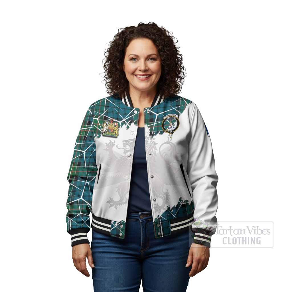 Kirkpatrick Tartan Baseball Jacket with Family Crest and Lion Rampant Grunge Style
