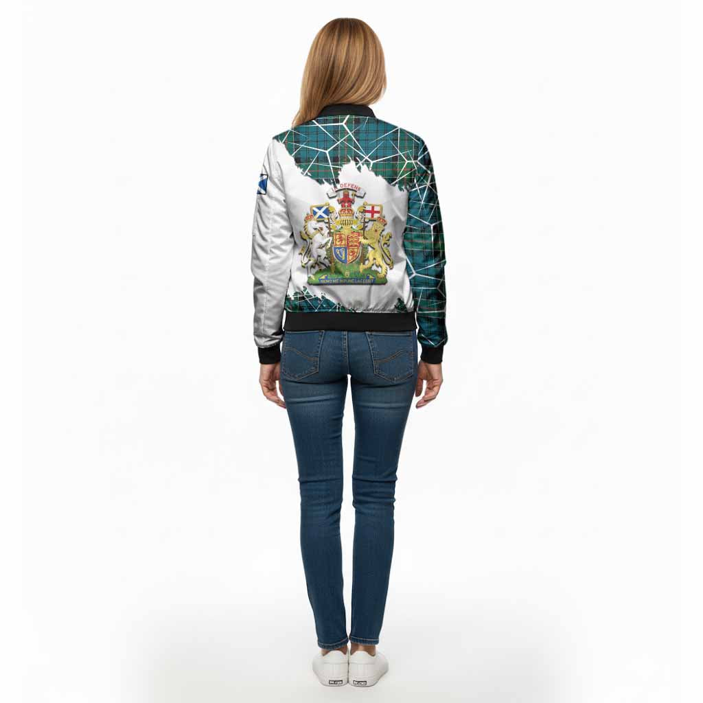 Kirkpatrick Tartan Bomber Jacket with Family Crest and Lion Rampant Grunge Style