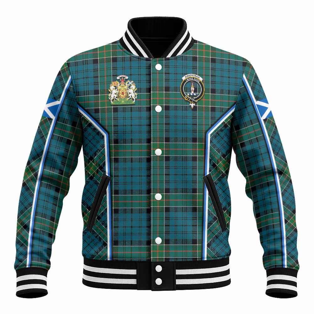 Kirkpatrick Tartan Crest Baseball Jacket Scotland Coat of Arm Flag Style - Tartan Vibes Clothing