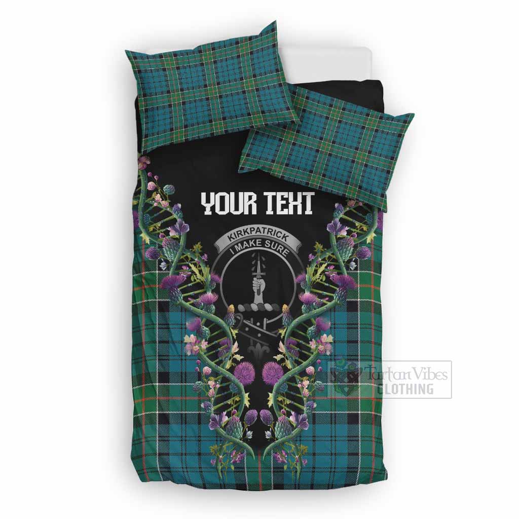 Kirkpatrick Tartan Crest Bedding Set Scottish Heritage Thistle DNA
