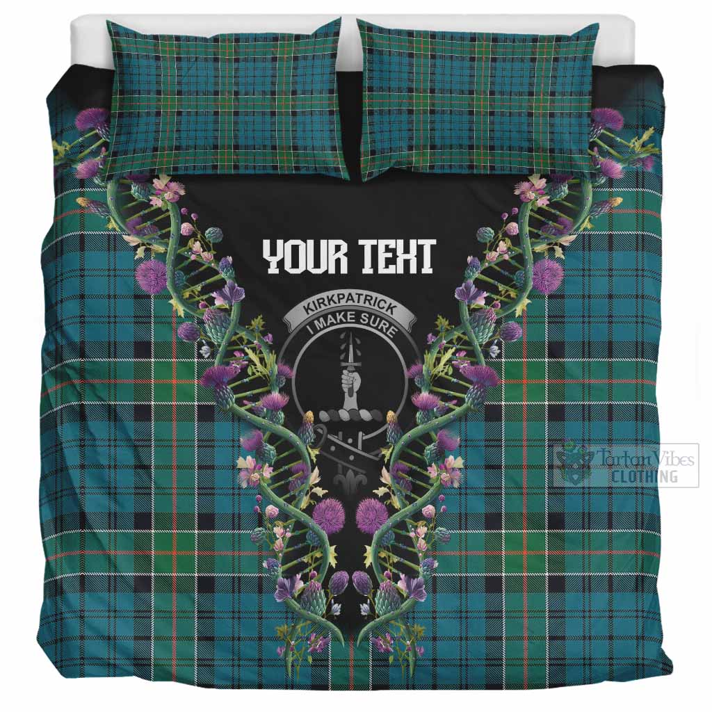 Kirkpatrick Tartan Crest Bedding Set Scottish Heritage Thistle DNA