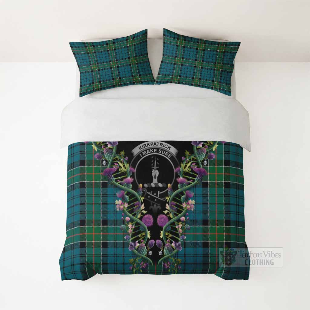 Kirkpatrick Tartan Crest Bedding Set Scottish Heritage Thistle DNA