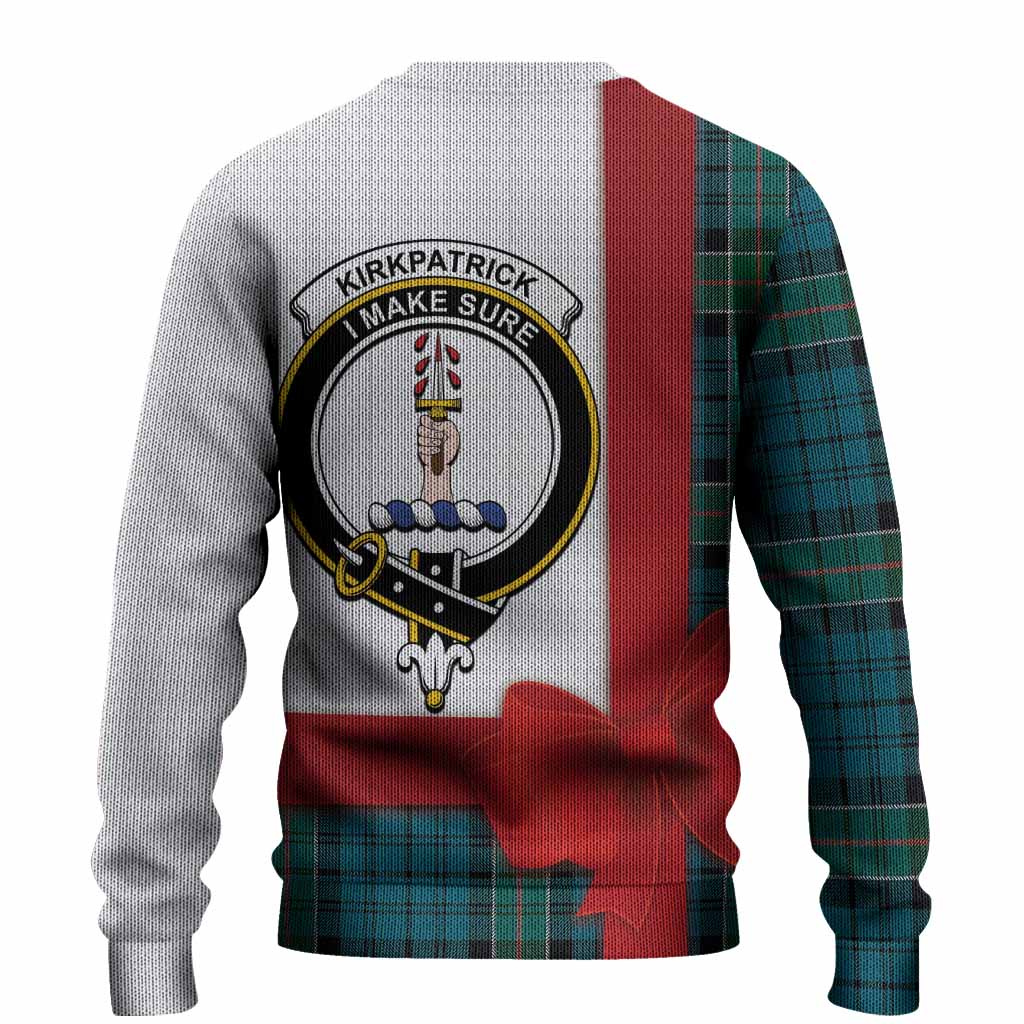 Kirkpatrick Tartan Crest Christmas Christmas Ugly Sweater Highland Cow Bagpipes Coquette Bow Style
