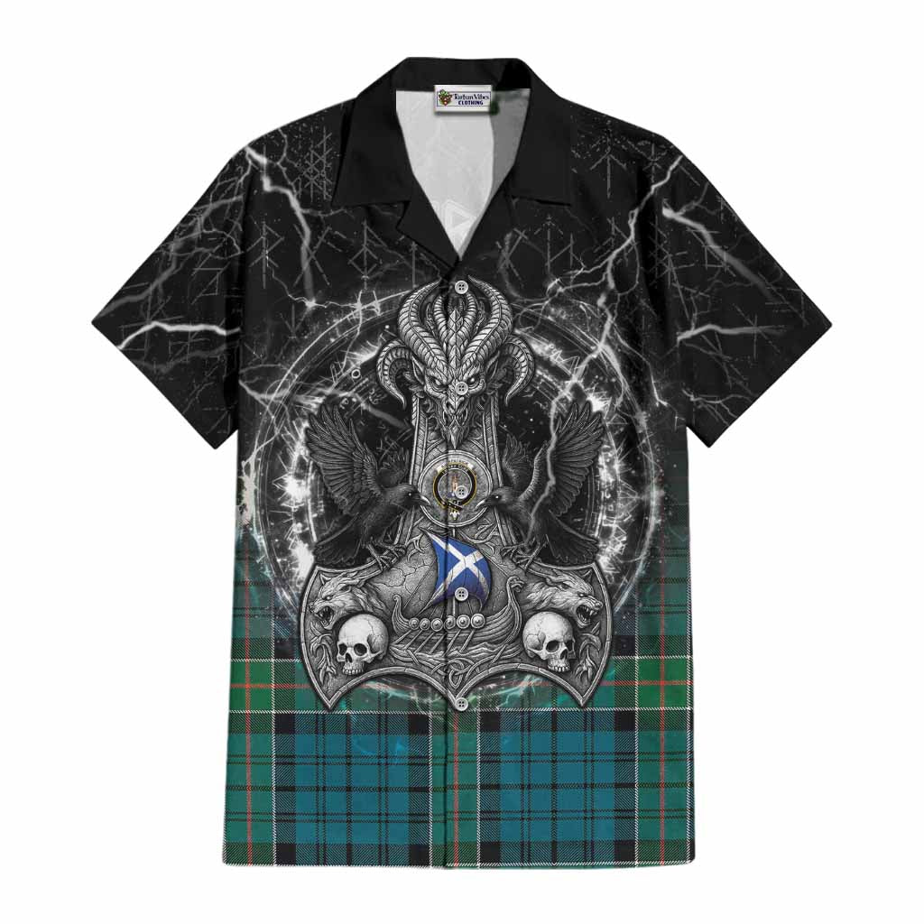 Kirkpatrick Tartan Crest Cotton Hawaiian Shirt Celtic Odin's Raven Legacy