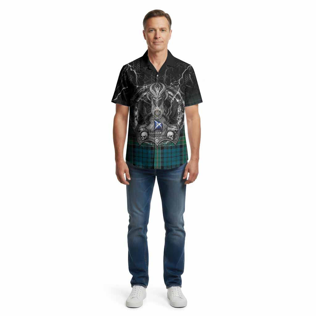 Kirkpatrick Tartan Crest Cotton Hawaiian Shirt Celtic Odin's Raven Legacy