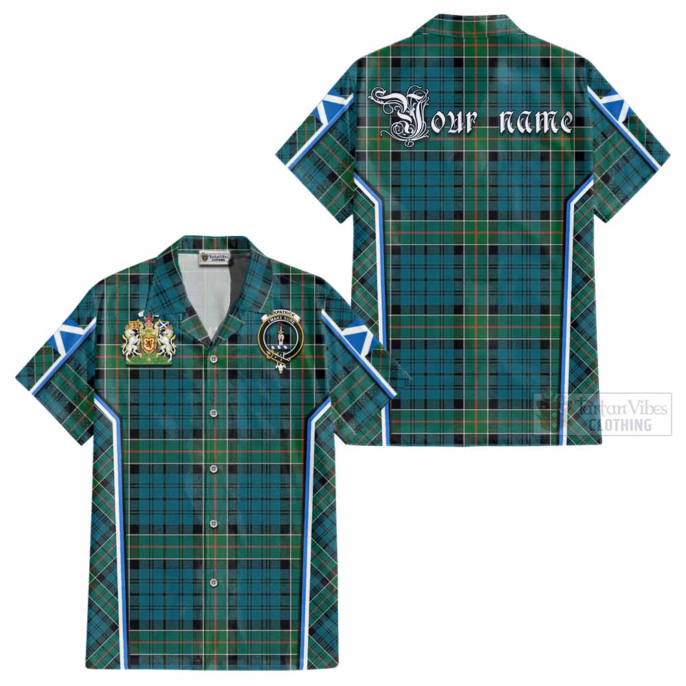 Kirkpatrick Tartan Crest Cotton Hawaiian Shirt Scotland Coat of Arm Flag Style - Tartan Vibes Clothing