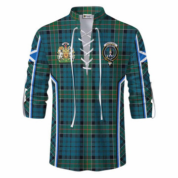 Kirkpatrick Tartan Crest Ghillie Kilt Shirt Scotland Coat of Arm Flag Style