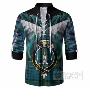 Kirkpatrick Tartan Crest Ghillie Shirt New Zealand Maori Korowai Cloak