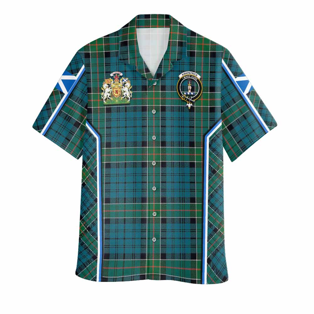 Kirkpatrick Tartan Crest Hawaiian Shirt Scotland Coat of Arm Flag Style - Tartan Vibes Clothing