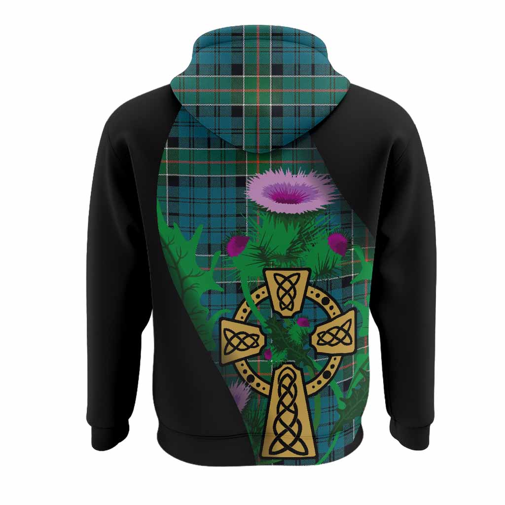 Kirkpatrick Tartan Crest Hoodie Celtic Cross Thistle Flowers