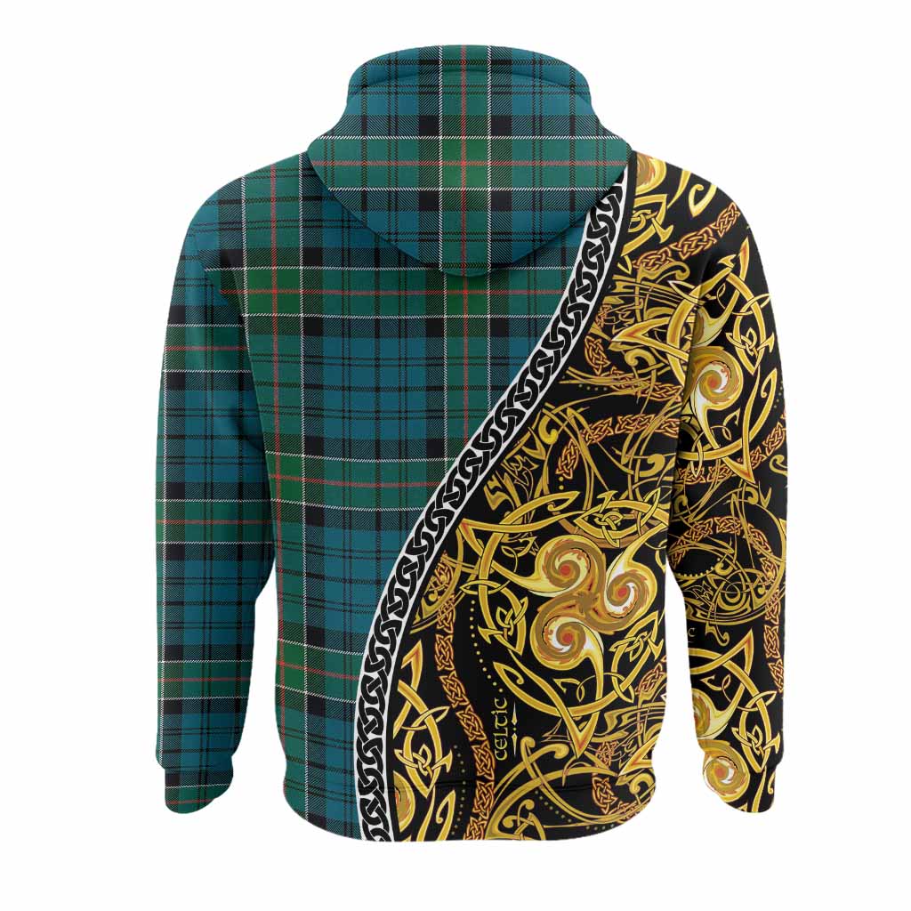 Kirkpatrick Tartan Crest Hoodie Celtic Knot and Triple Trickle Spiral Symbols