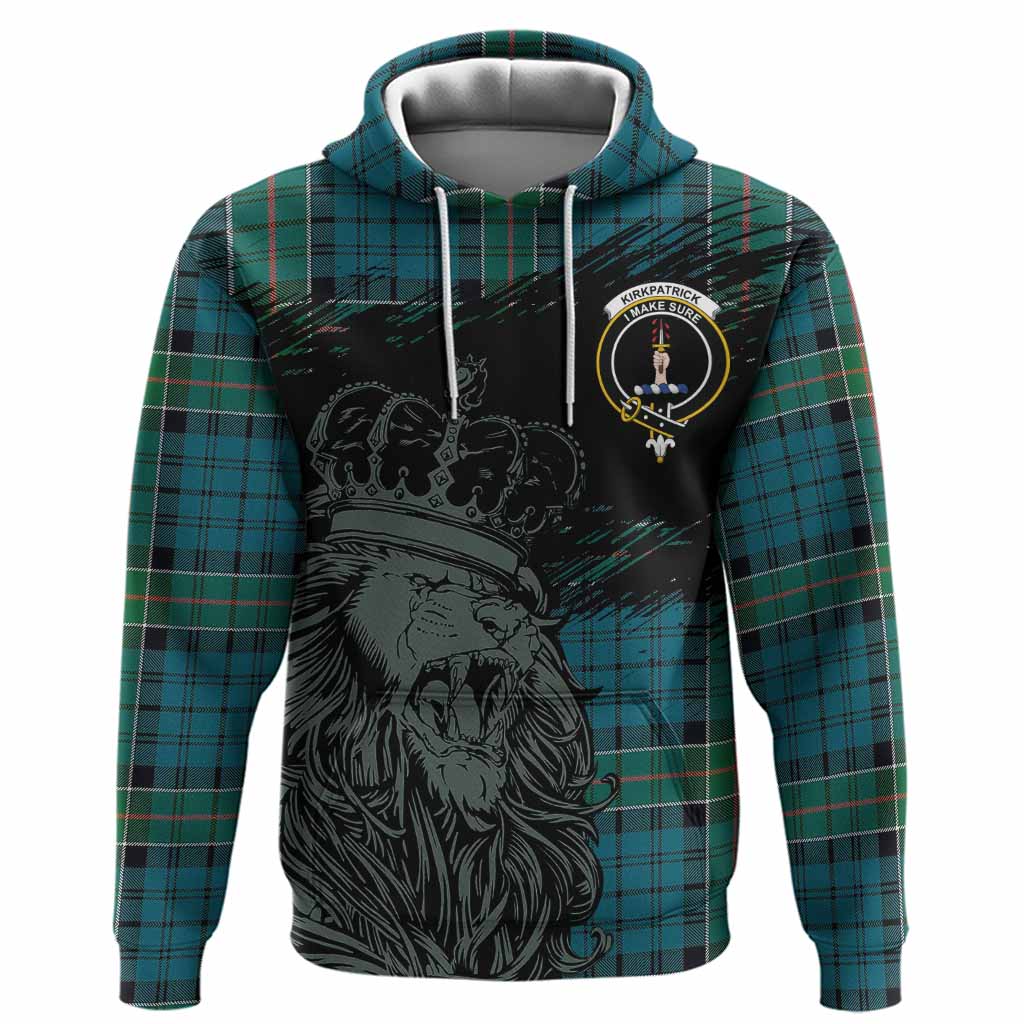 Kirkpatrick Tartan Crest Hoodie Crowned Lion Heritage Style