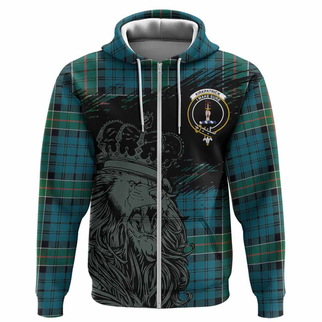 Kirkpatrick Tartan Crest Hoodie Crowned Lion Heritage Style