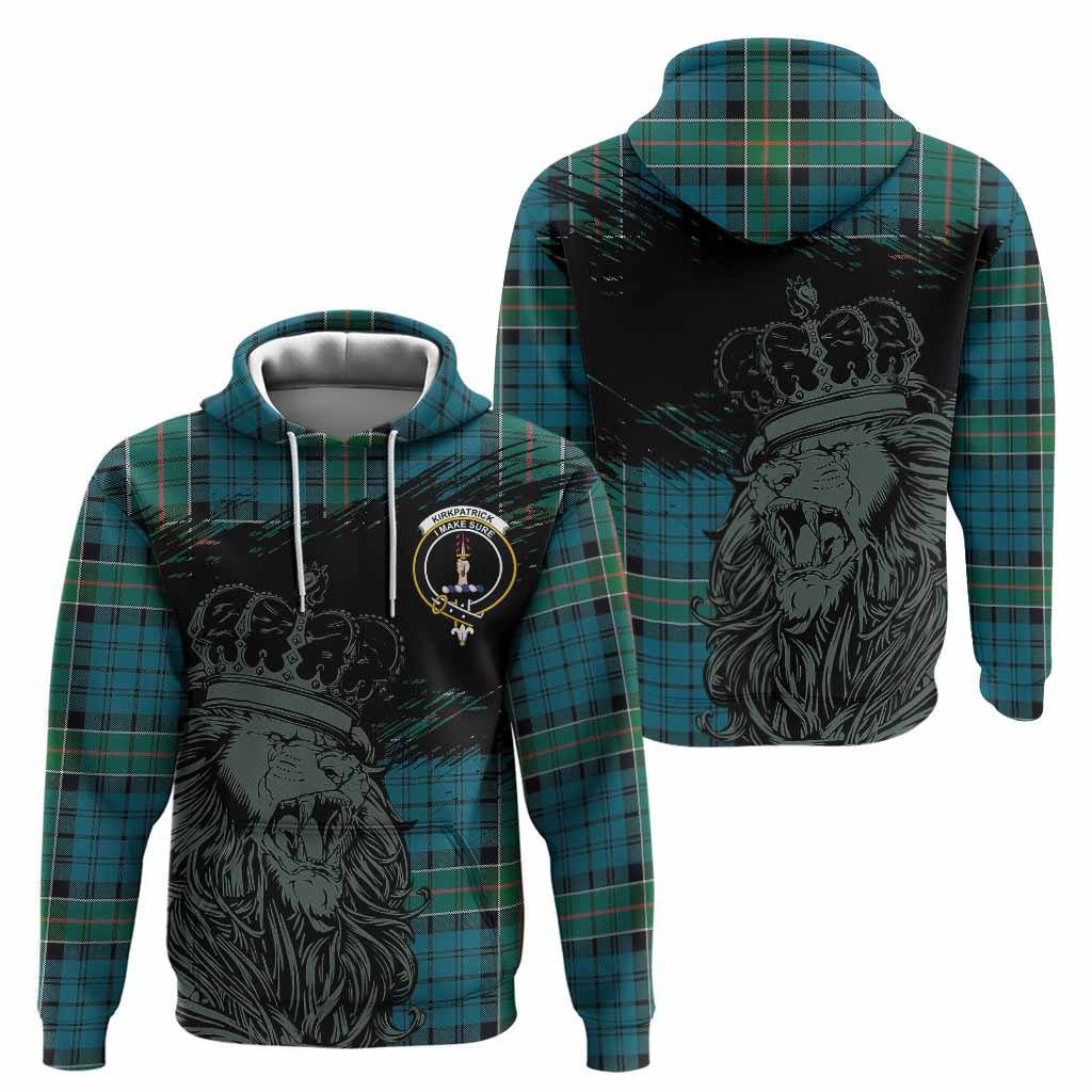 Kirkpatrick Tartan Crest Hoodie Crowned Lion Heritage Style