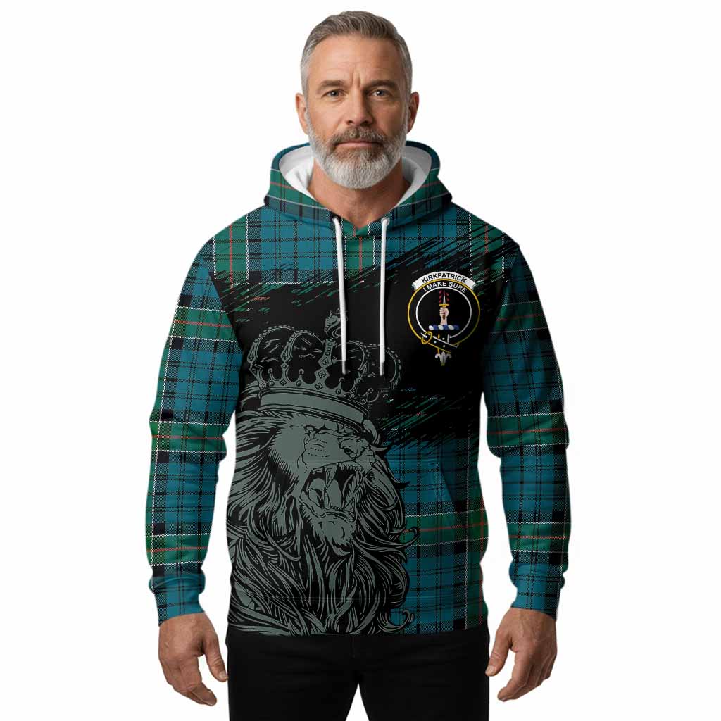 Kirkpatrick Tartan Crest Hoodie Crowned Lion Heritage Style