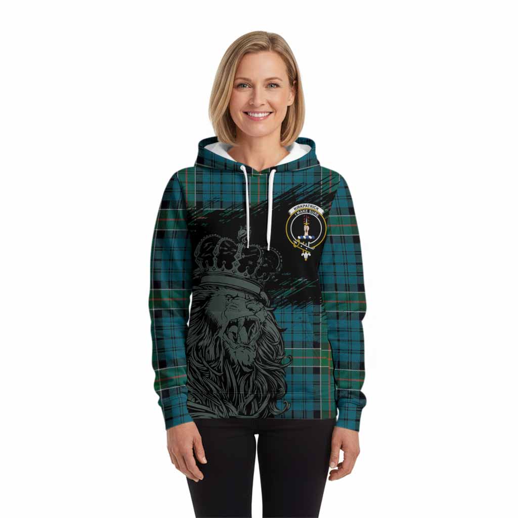 Kirkpatrick Tartan Crest Hoodie Crowned Lion Heritage Style