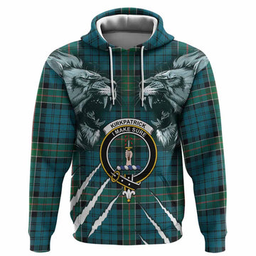 Kirkpatrick Tartan Crest Hoodie Ferocious Lion Style
