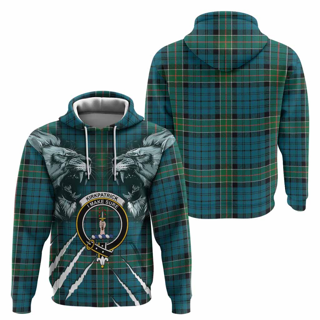 Kirkpatrick Tartan Crest Hoodie Ferocious Lion Style