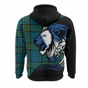 Kirkpatrick Tartan Crest Hoodie Scottish Golden Lions Wave Flow