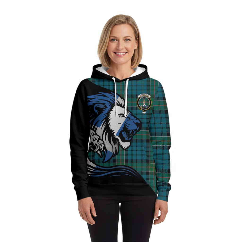 Kirkpatrick Tartan Crest Hoodie Scottish Golden Lions Wave Flow