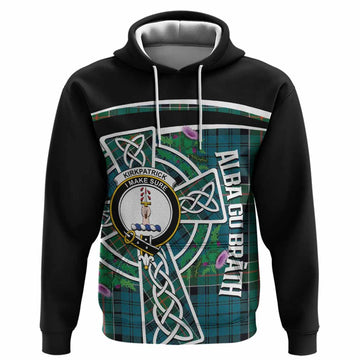 Kirkpatrick Tartan Crest Hoodie Scottish Thistle Celtic Cross Alba Gu Brath