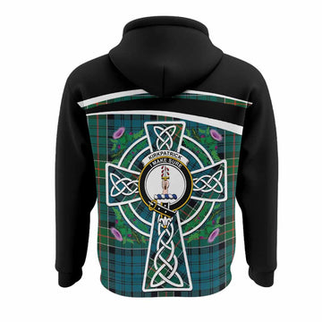 Kirkpatrick Tartan Crest Hoodie Scottish Thistle Celtic Cross Alba Gu Brath