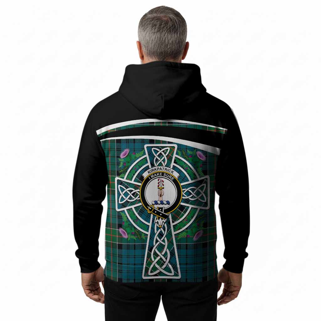 Kirkpatrick Tartan Crest Hoodie Scottish Thistle Celtic Cross Alba Gu Brath