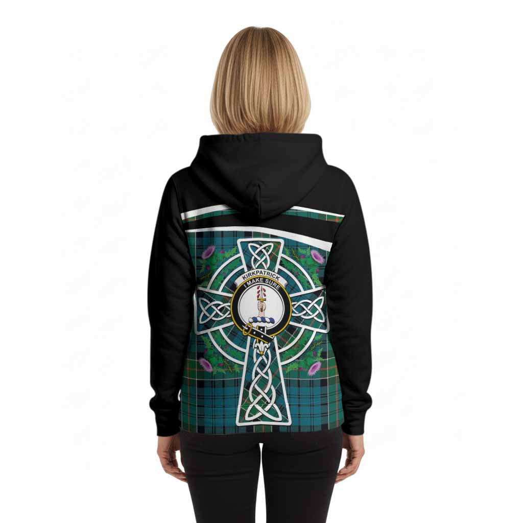 Kirkpatrick Tartan Crest Hoodie Scottish Thistle Celtic Cross Alba Gu Brath