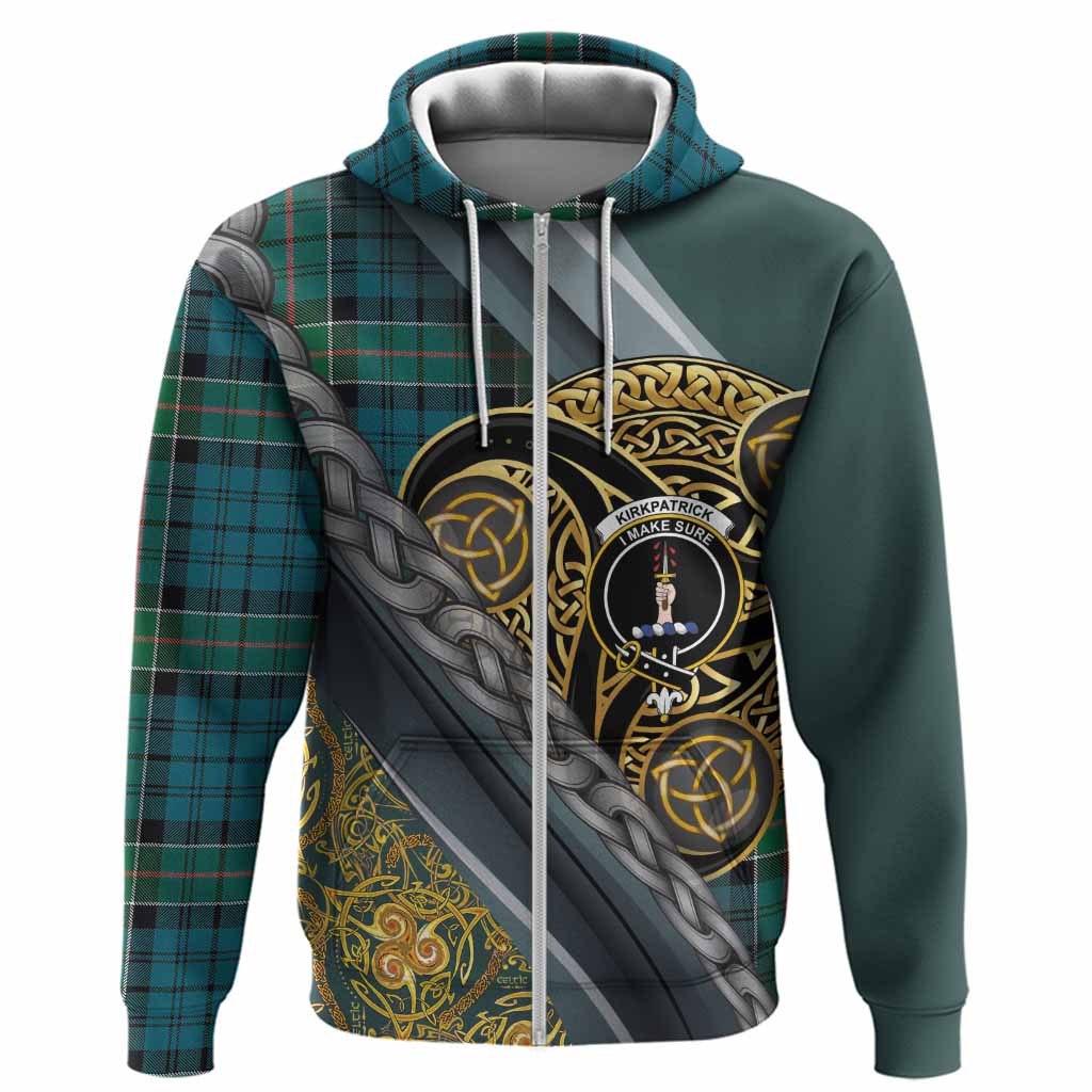 Kirkpatrick Tartan Crest Hoodie Scottish Triskele Celtic
