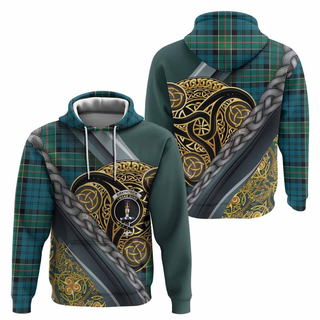 Kirkpatrick Tartan Crest Hoodie Scottish Triskele Celtic