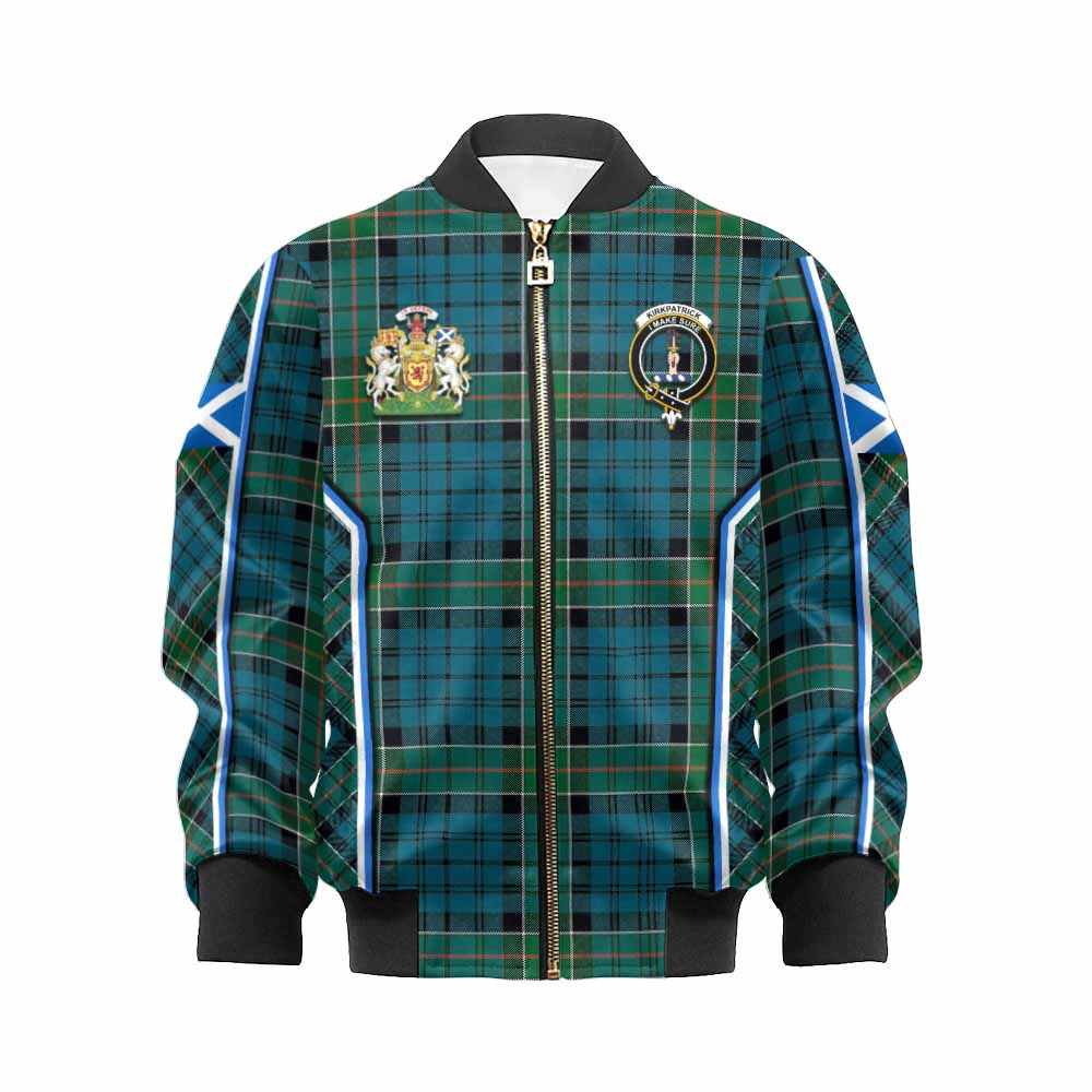 Kirkpatrick Tartan Crest Kid Bomber Jacket Scotland Coat of Arm Flag Style - Tartan Vibes Clothing