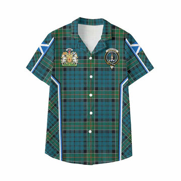 Kirkpatrick Tartan Crest Kid Hawaiian Shirt Scotland Coat of Arm Flag Style - Tartan Vibes Clothing