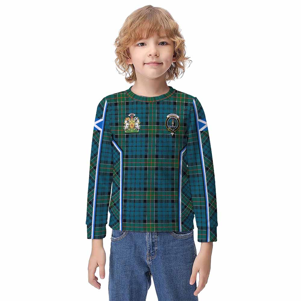 Kirkpatrick Tartan Crest Kid Knitted Sweatshirt Scotland Coat of Arm Flag Style - Tartan Vibes Clothing