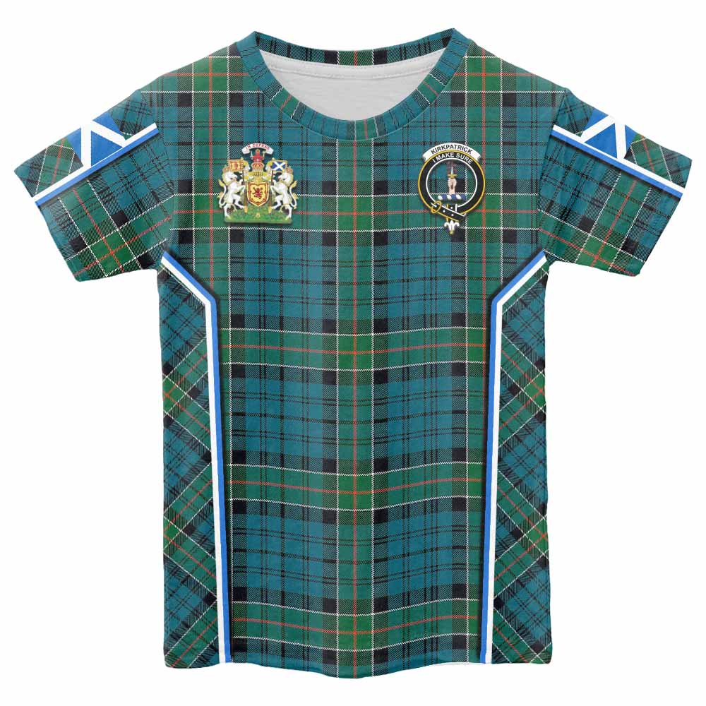Kirkpatrick Tartan Crest Kid T-shirt Scotland Coat of Arm Flag Style - Tartan Vibes Clothing